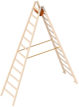 Layher Wooden rung ladder (Rungs: 2 x 12)